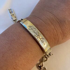 Brighton Friends Embellished Silver Tone Chain Bracelet